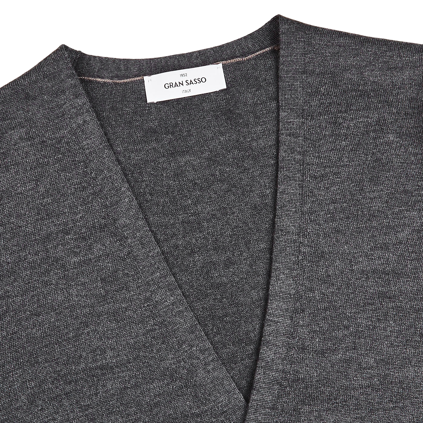 Gran Sasso Charcoal Extra Fine Merino Wool Vest Collar