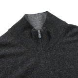 Gran Sasso Charcoal Grey Wool Cashmere 1:4 Zip Sweater Collar1
