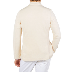 Gran Sasso Cream Beige Cotton Linen Knitted Blazer Back