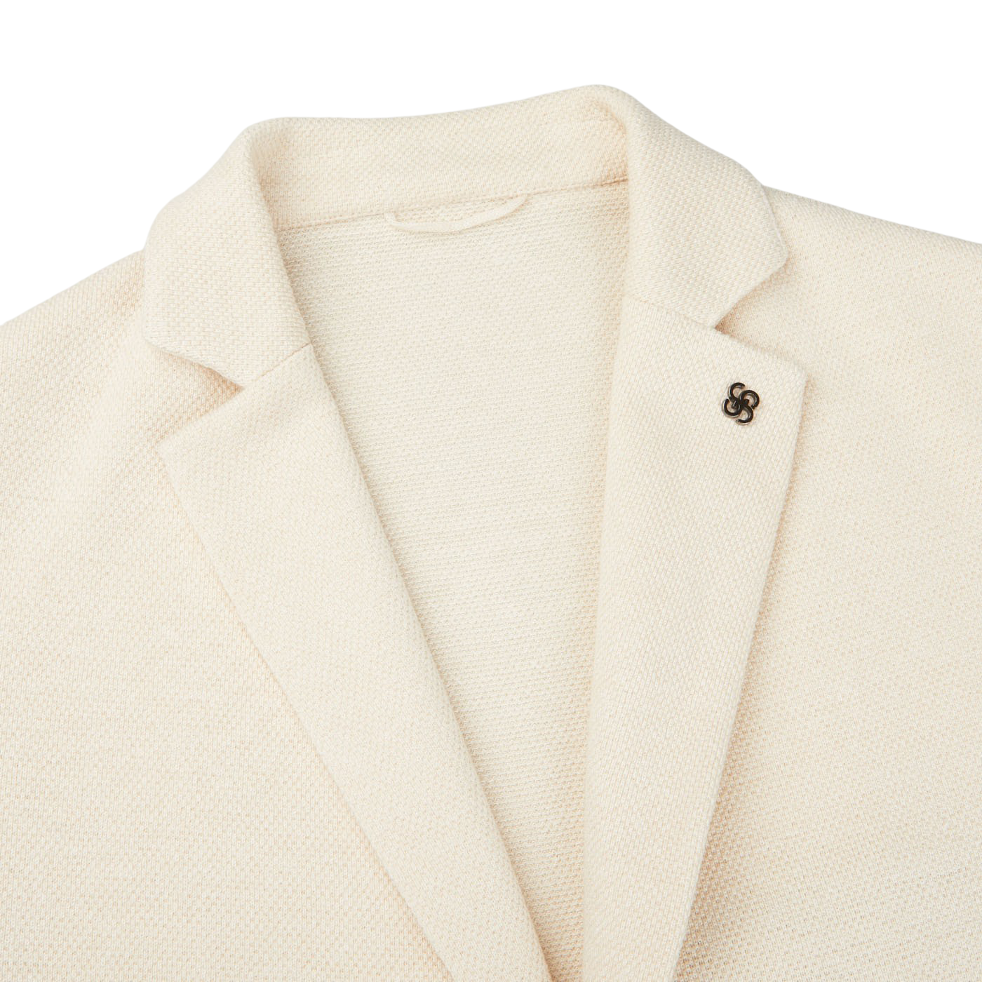 Gran Sasso Cream Beige Cotton Linen Knitted Blazer Collar