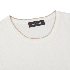 Gran Sasso Cream Beige Knitted Silk T-Shirt Collar
