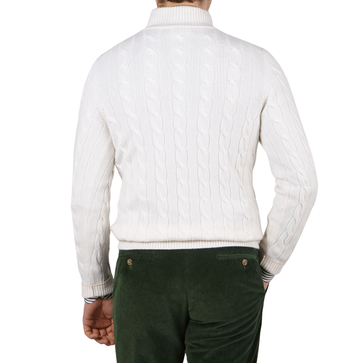 Gran Sasso Cream Cashmere Quarter Button Sweater Back