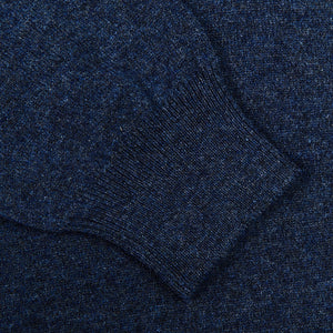 Gran Sasso Dark Blue Melange Wool Cashmere 1:4 Zip Sweater Cuff