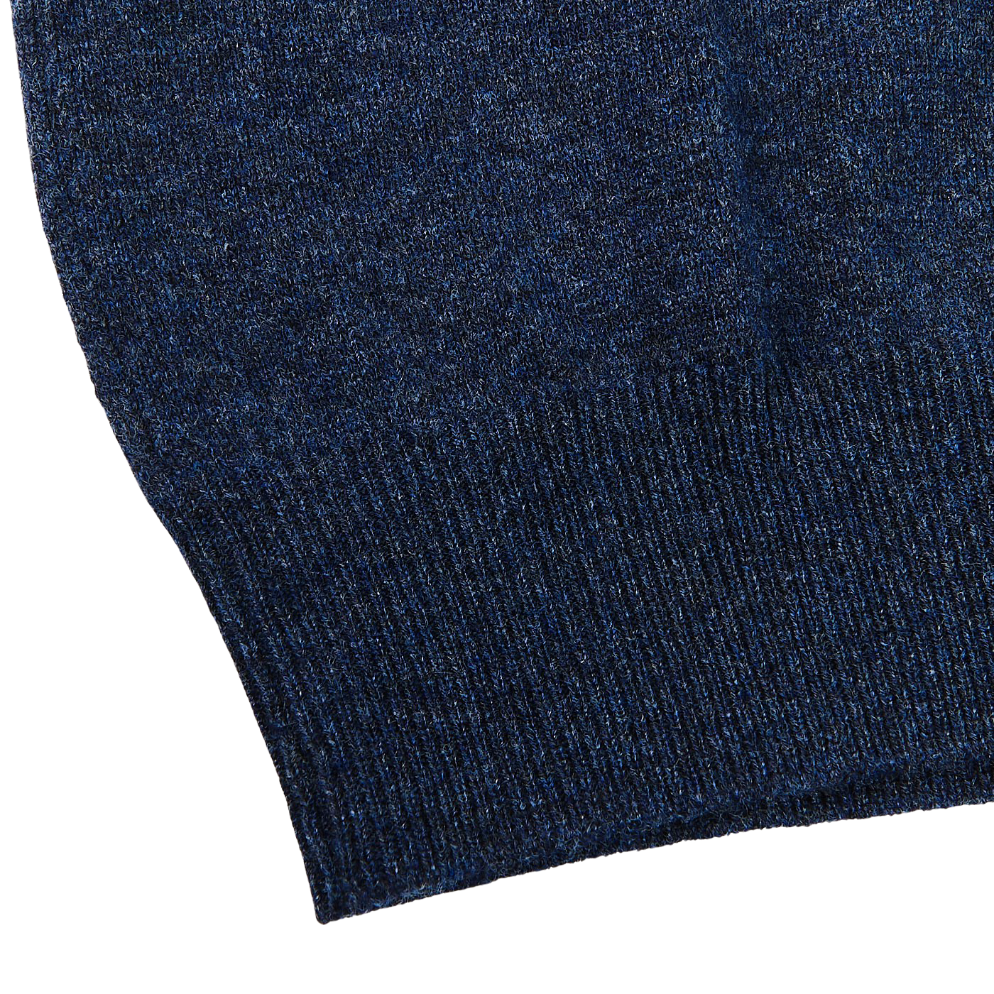 Gran Sasso Dark Blue Melange Wool Cashmere 1:4 Zip Sweater Edge