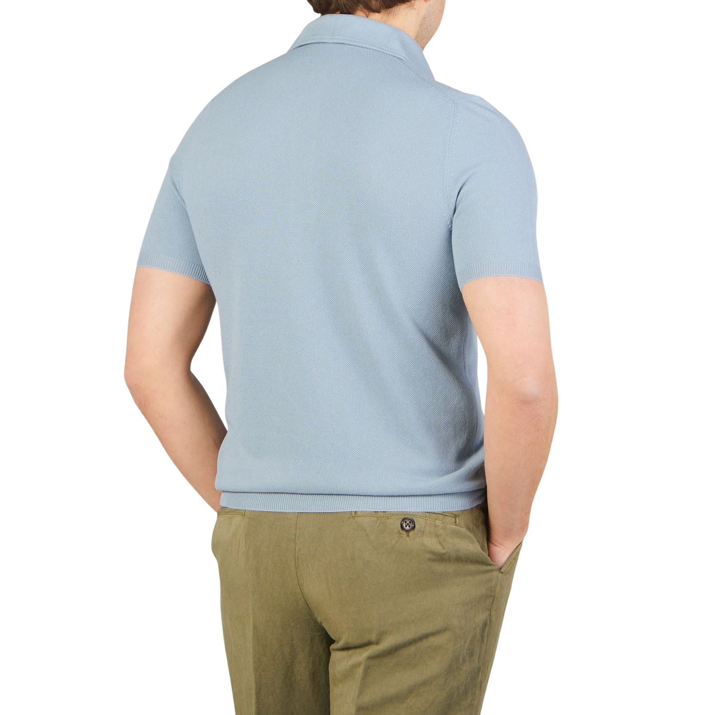 Gran Sasso | Dusty Blue Fresh Cotton Mesh Polo Shirt – Baltzar