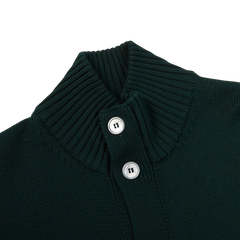 Gran Sasso Green Merino Wool Button Cardigan Collar1