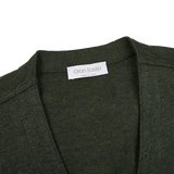 Gran Sasso Green Merino Wool Waistcoat Collar