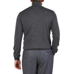 Gran Sasso Grey Extra Fine Merino Roll Neck Back