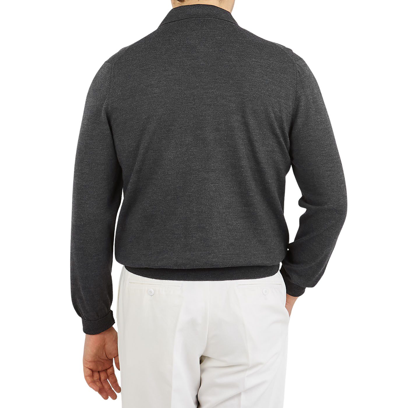Gran Sasso Grey Extra Fine Merino Wool Polo Shirt Back