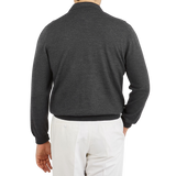 Gran Sasso Grey Extra Fine Merino Wool Polo Shirt Back