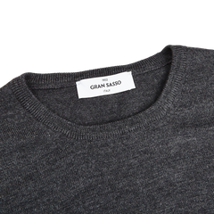 Gran Sasso Grey Melange Extra Fine Merino Crew Neck Collar