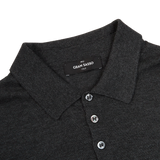 Gran Sasso Grey Pure Cashmere Polo Shirt Collar
