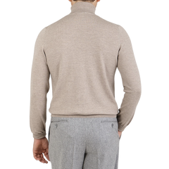 Gran Sasso Light Beige Extra Fine Merino Roll Neck Back