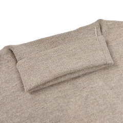 Gran Sasso Light Beige Extra Fine Merino Roll Neck Collar