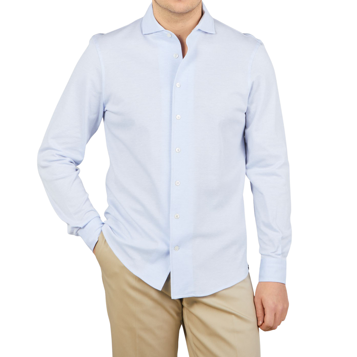 Gran Sasso Light Blue Cotton Jersey Casual Shirt Front