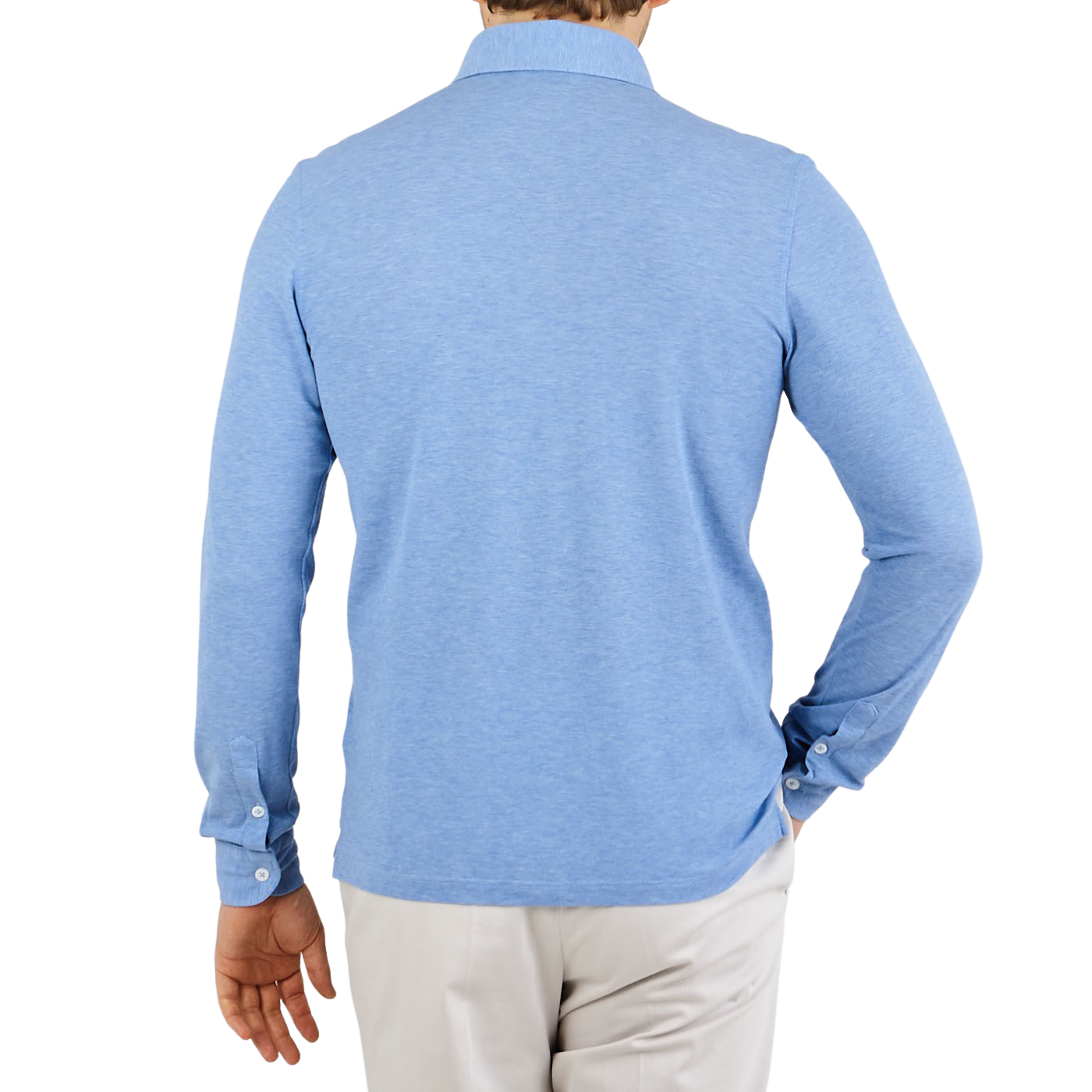 Gran Sasso Light Blue Cotton Jersey Popover Shirt Back