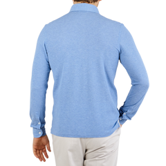 Gran Sasso Light Blue Cotton Jersey Popover Shirt Back