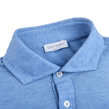 Gran Sasso Light Blue Cotton Jersey Popover Shirt Collar