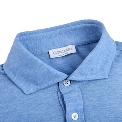 Gran Sasso Light Blue Cotton Jersey Popover Shirt Collar