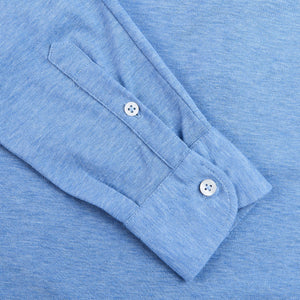 Gran Sasso Light Blue Cotton Jersey Popover Shirt Cuff