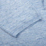 Gran Sasso Light Blue Melange Pure Linen Polo Shirt Cuff