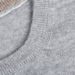 Gran Sasso Light Grey Extra Fine Merino Crew Neck Brim