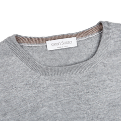 Gran Sasso Light Grey Extra Fine Merino Crew Neck Collar