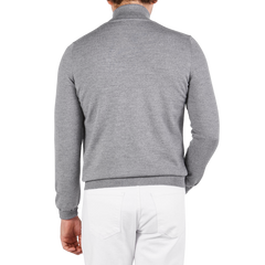 Gran Sasso Light Grey Extra Fine Merino Roll Neck Back