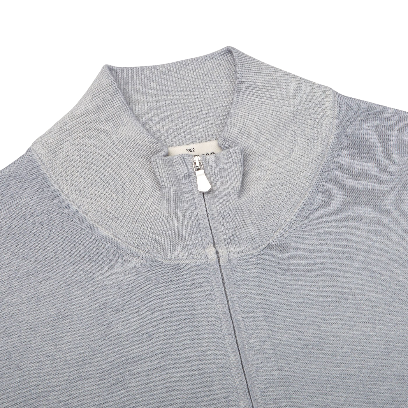 Gran Sasso Light Grey Vintage Merino Wool Zip Cardigan Collar