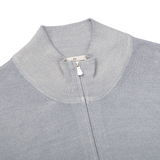 Gran Sasso Light Grey Vintage Merino Wool Zip Cardigan Collar