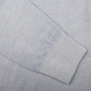 Gran Sasso Light Grey Vintage Merino Wool Zip Cardigan Cuff