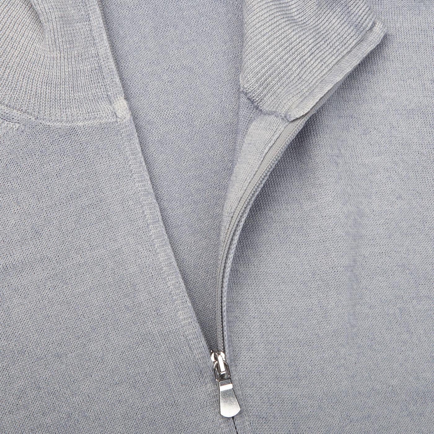 Gran Sasso Light Grey Vintage Merino Wool Zip Cardigan Open