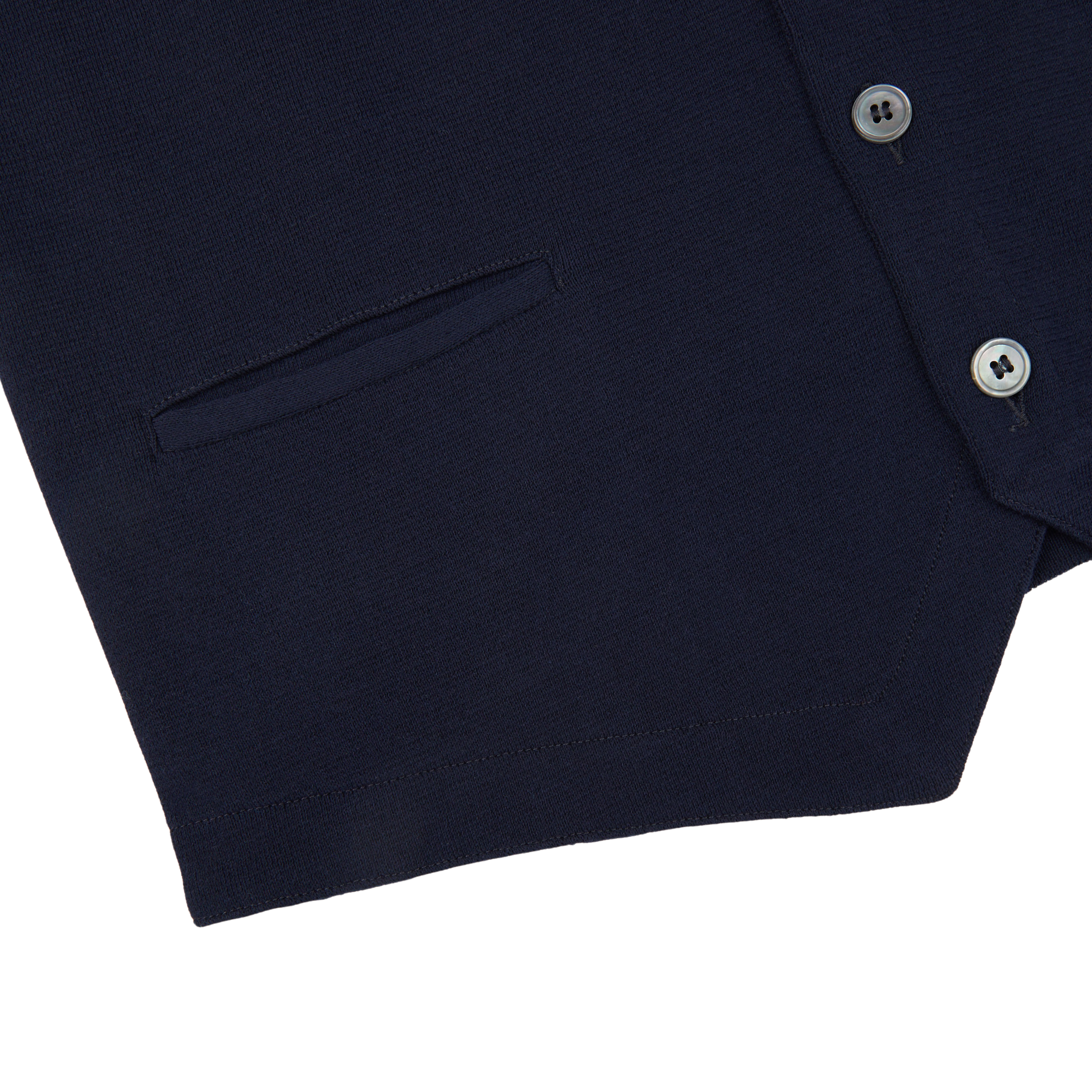 Gran Sasso Navy Blue Fresh Cotton Knitted Waistcoat Edge
