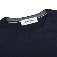 Gran Sasso Navy Extra Fine Merino Crew Neck Collar1