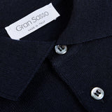 Gran Sasso Navy Extra Fine Merino Wool Polo Shirt Brim