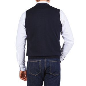 Gran Sasso Navy Extra Fine Merino Wool Vest Back