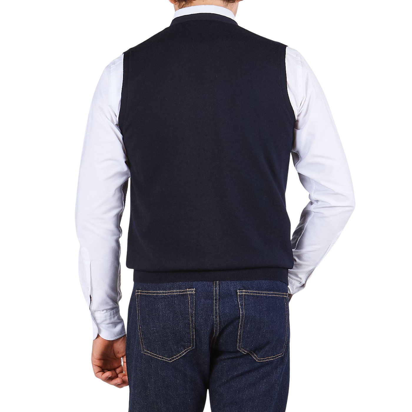 Gran Sasso Navy Extra Fine Merino Wool Vest Back