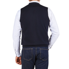 Gran Sasso Navy Extra Fine Merino Wool Vest Back