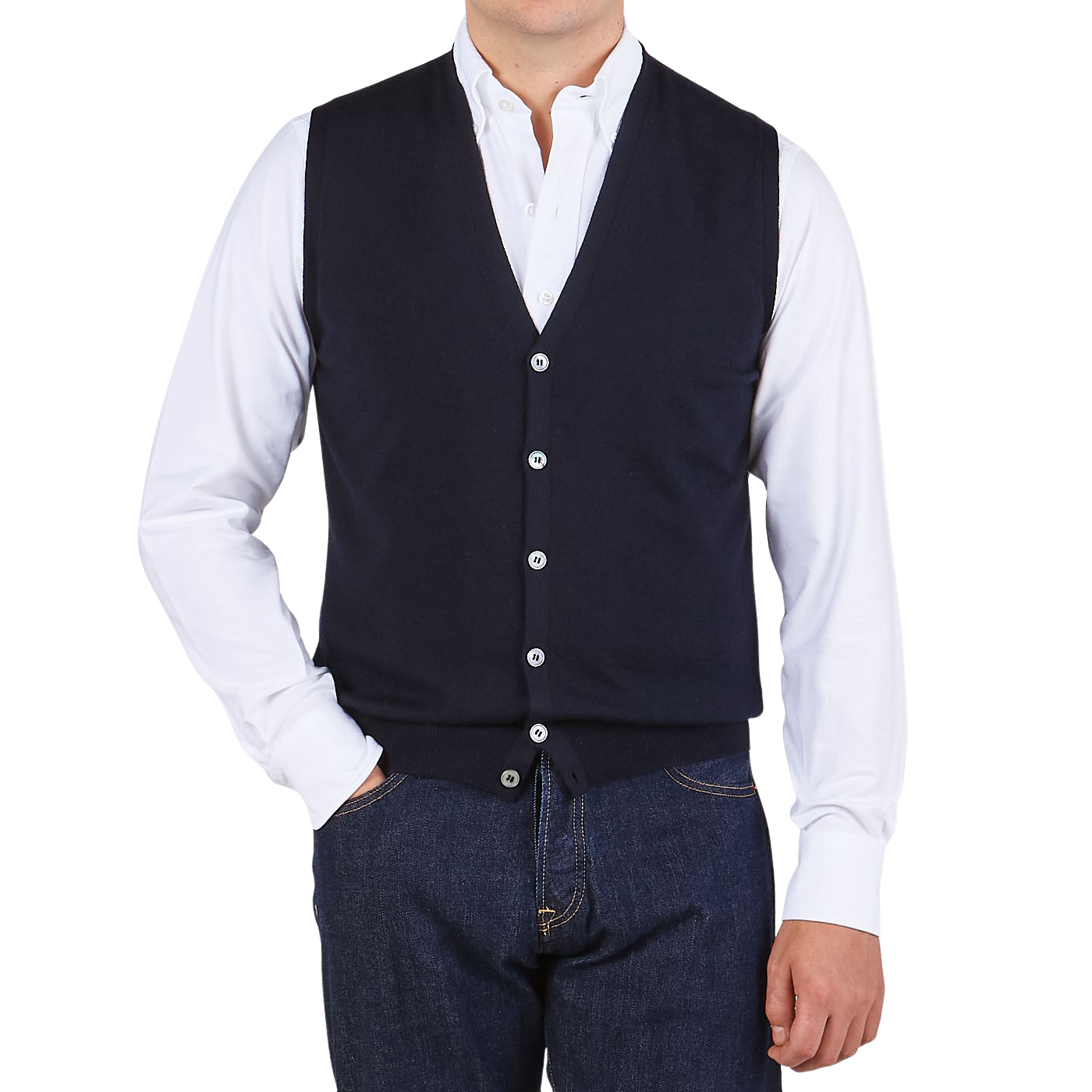 Gran Sasso | Navy Extra Fine Merino Wool Vest