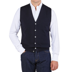 Gran Sasso Navy Extra Fine Merino Wool Vest Front