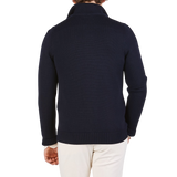 Gran Sasso Navy Merino Wool Button Cardigan Back