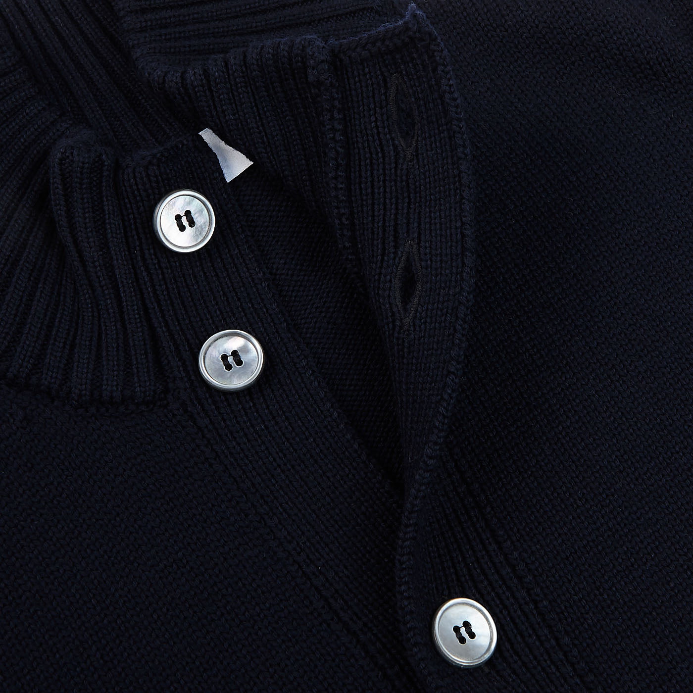 Gran Sasso Navy Merino Wool Button Cardigan Open