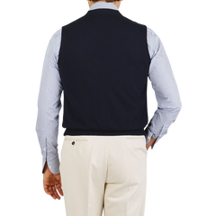 Gran Sasso Navy Merino Wool Waistcoat Back