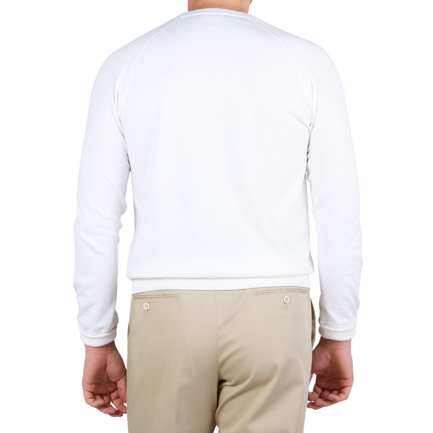 Gran Sasso Off-White Cotton Cashmere Crew Neck Back