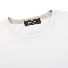 Gran Sasso Off-White Cotton Cashmere Crew Neck Collar