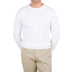 Gran Sasso Off-White Cotton Cashmere Crew Neck Front