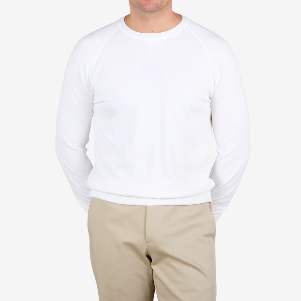 A man wearing an Off-White Cotton Cashmere Crew Neck Gran Sasso sweater.