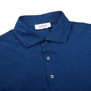 Gran Sasso Royal Blue Cotton Filo Scozia Popover Shirt Collar