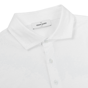 Gran Sasso White Cotton Filo Scozia Polo Shirt Collar