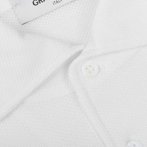 Gran Sasso White Fresh Cotton Mesh Polo Shirt Brim